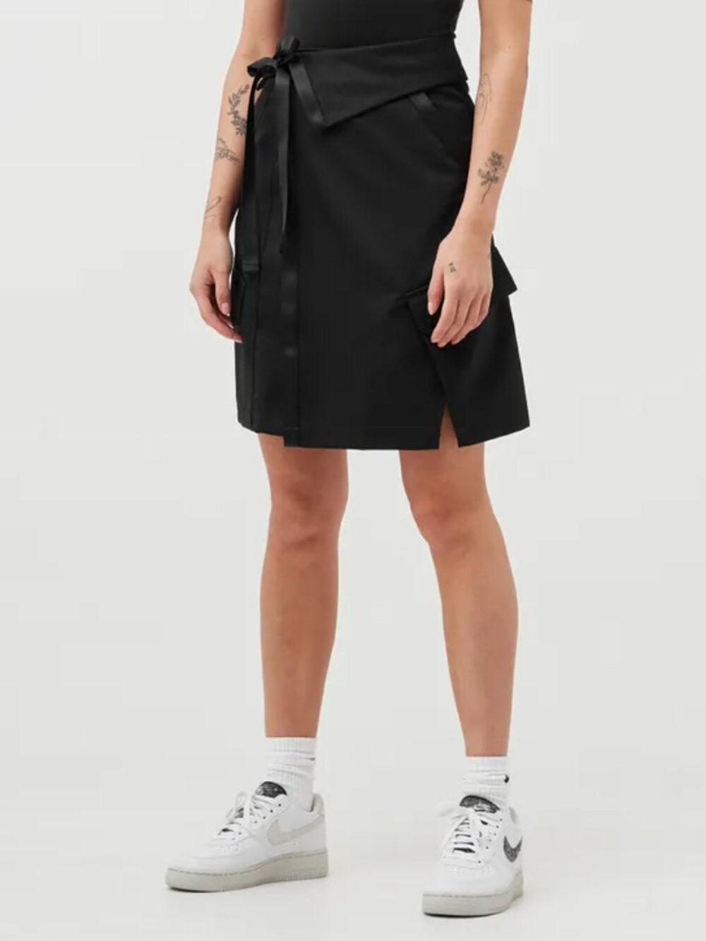 Jordan Women's Black Future Primal Utility Wrap Bow Knee-Length A-Line Skirt 2X